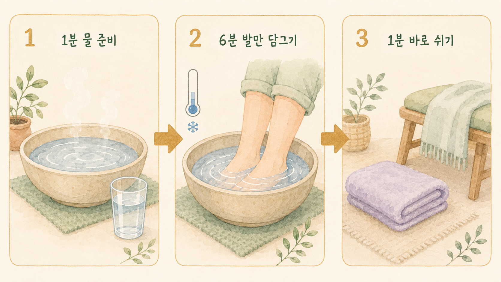 전신 열 자극을 피하는 8분 족욕 가이드