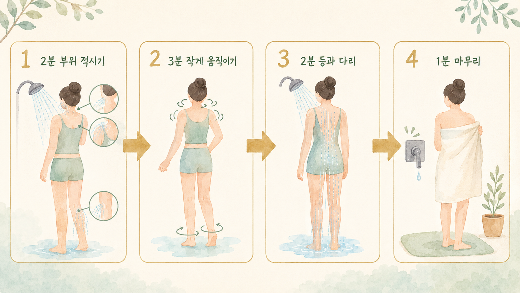 온감과 작은 움직임으로 여는 8분 샤워 가이드