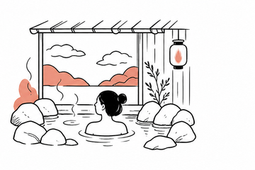 따뜻한 목욕 공간에 머무는 사람
