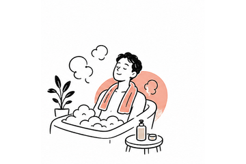 퇴근 후 따뜻한 물로 쉬는 사람