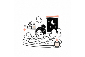 밤 욕실에서 조용히 쉬는 사람